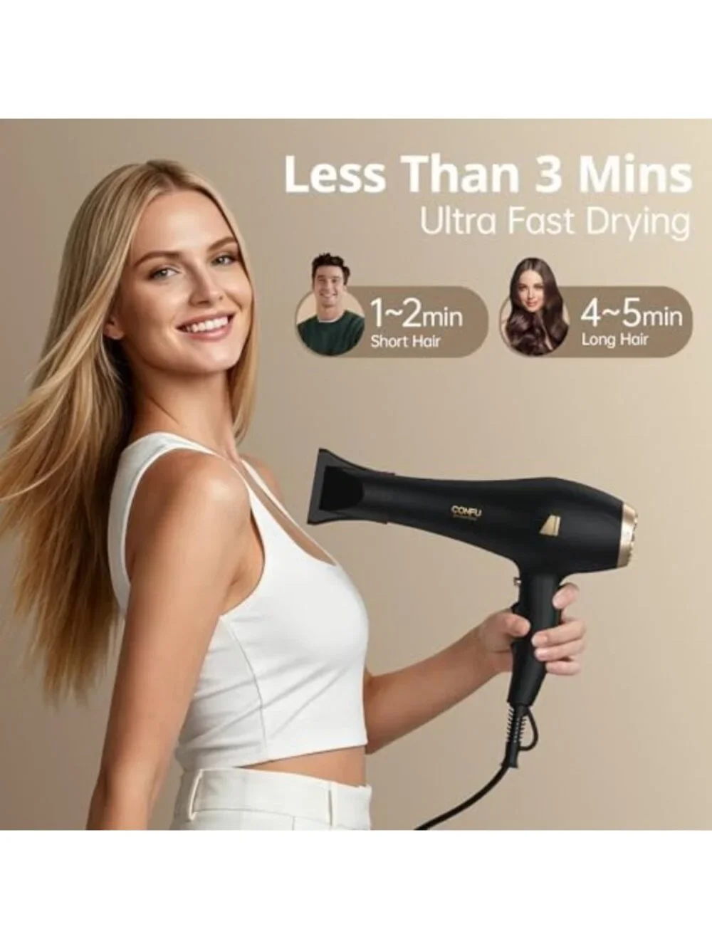 Professional Ionic Hair Dryer - Fast Drying Blow Dryer for Smooth, Shiny Hair